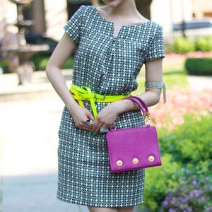 JOE FRESH White/Blue Pattern Hourglass Dress